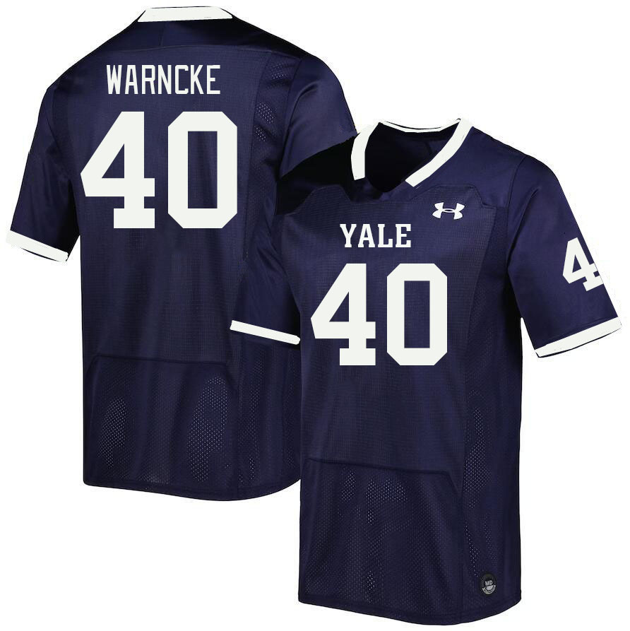 Men-Youth #40 Walker Warncke Yale Bulldogs 2023 College Football Jerseys Stitched-Blue